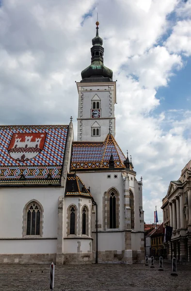 Die Markuskirche Auf Dem Markusplatz Zagreb Kroatien Stammt Aus Dem — Stockfoto