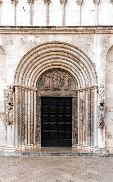 Entrance Zadar Cathedral Anastasia Zadar Croatia Constructed Romanesque Style 12Th — Stock Photo, Image