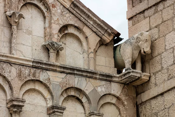 Gargulec Fasadzie Katedry Anastasia Zadar Chorwacja Zadar Zbudowany Stylu Romańskim — Zdjęcie stockowe