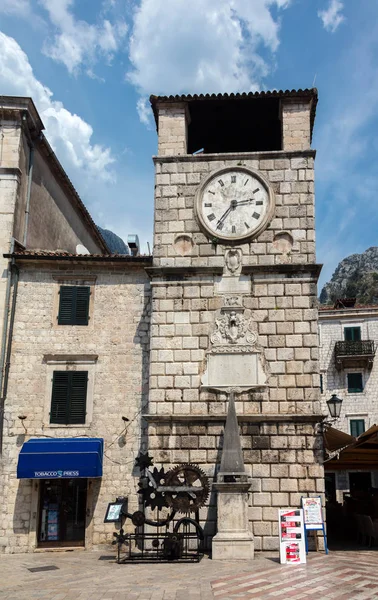 Kotor Montenegro July 2018 Clock Tower Built 17Th Century Baroque — Stock Photo, Image