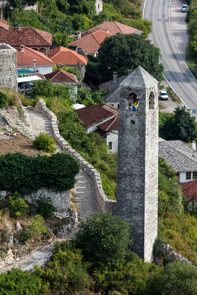 Torre Sino Medieval Sahat Kula Pocitelj Bósnia Herzegovina Construída Meados — Fotografia de Stock