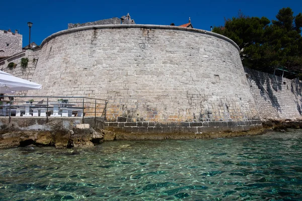 Defensive Walls Korcula Historic Fortified Town Adriatic Island Korcula Croatia — Stock Photo, Image