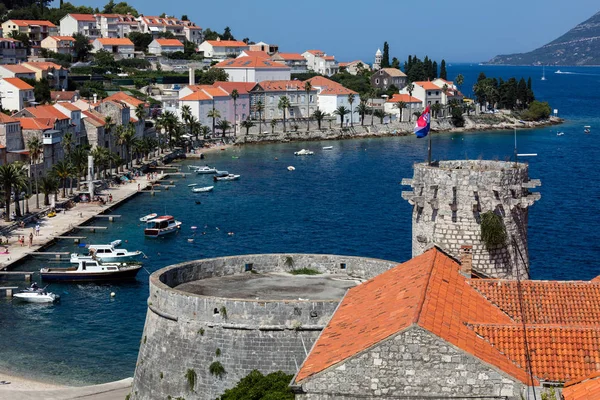 コルチュラ島 クロアチア 2018 コルチュラ島 歴史的な要塞クロアチアのアドリア海島コルチュラの町 — ストック写真