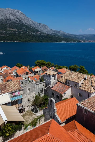 Korcula Une Ville Fortifiée Historique Sur Île Adriatique Korcula Croatie — Photo