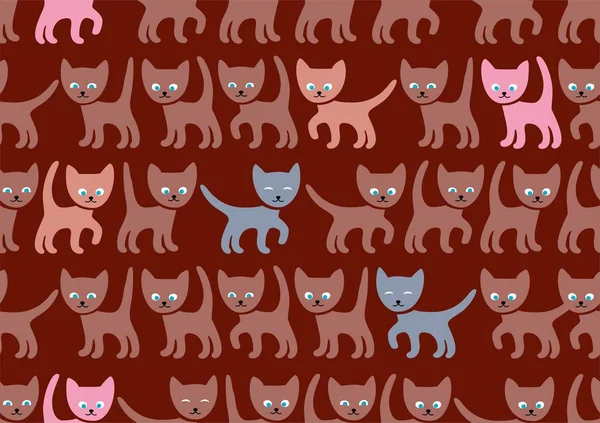 Gatitos Marrones Sobre Fondo Marrón Patrón Sin Costuras Color Vector — Archivo Imágenes Vectoriales