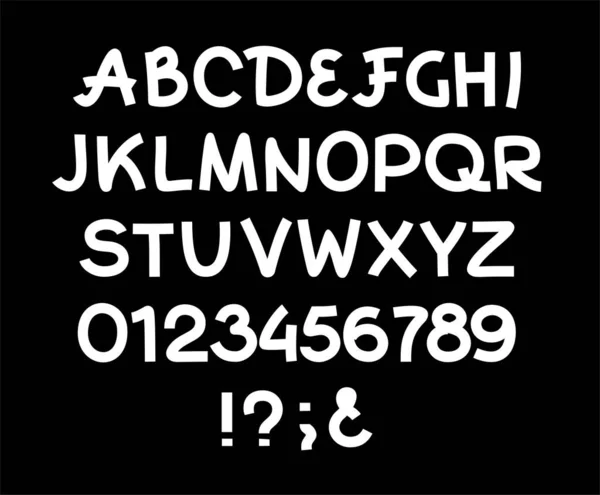 Englisches Alphabet Dicke Linien Weiß Handgeschriebene Dicke Schrift Weiße Buchstaben — Stockvektor