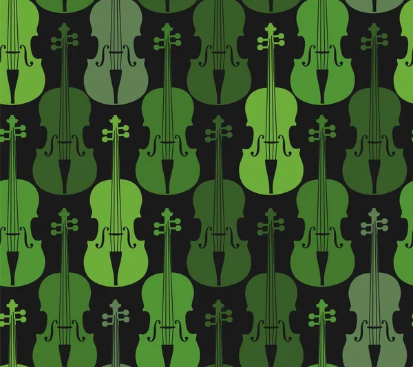 Violons Verts Motif Sans Couture Violons Verts Sur Champ Gris — Image vectorielle
