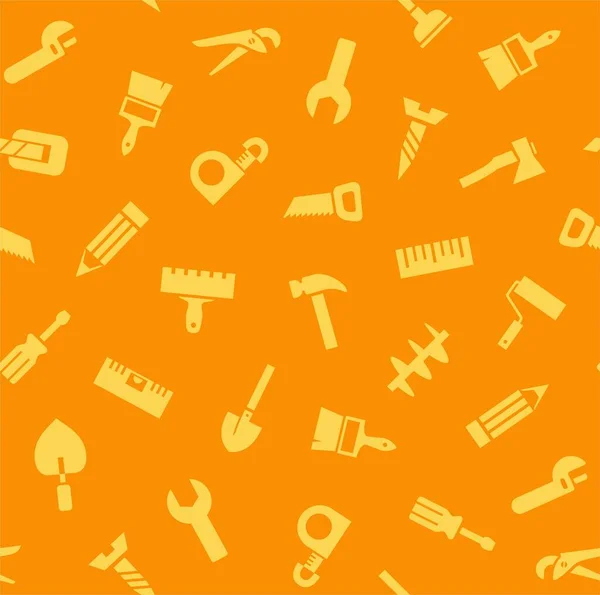 Ручные Инструменты Конструкция Бесшовный Узор Цвет Оранжевый Желтые Иконки Оранжевом — стоковый вектор