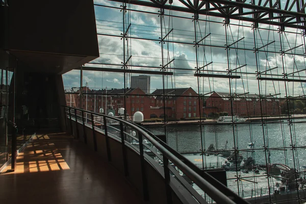 Copenhagen Denmark April 2020 Glass Facade Black Diamond Royal Library — стокове фото