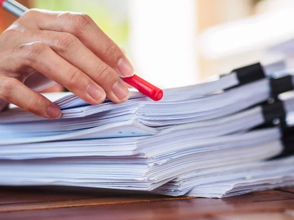 Woman Hand Writing Stack Paper Business Education Concept — Stock Photo, Image