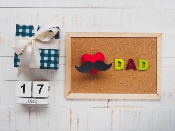 Concepto Del Día Del Padre Feliz Junio Calendario Bloque Madera — Foto de Stock