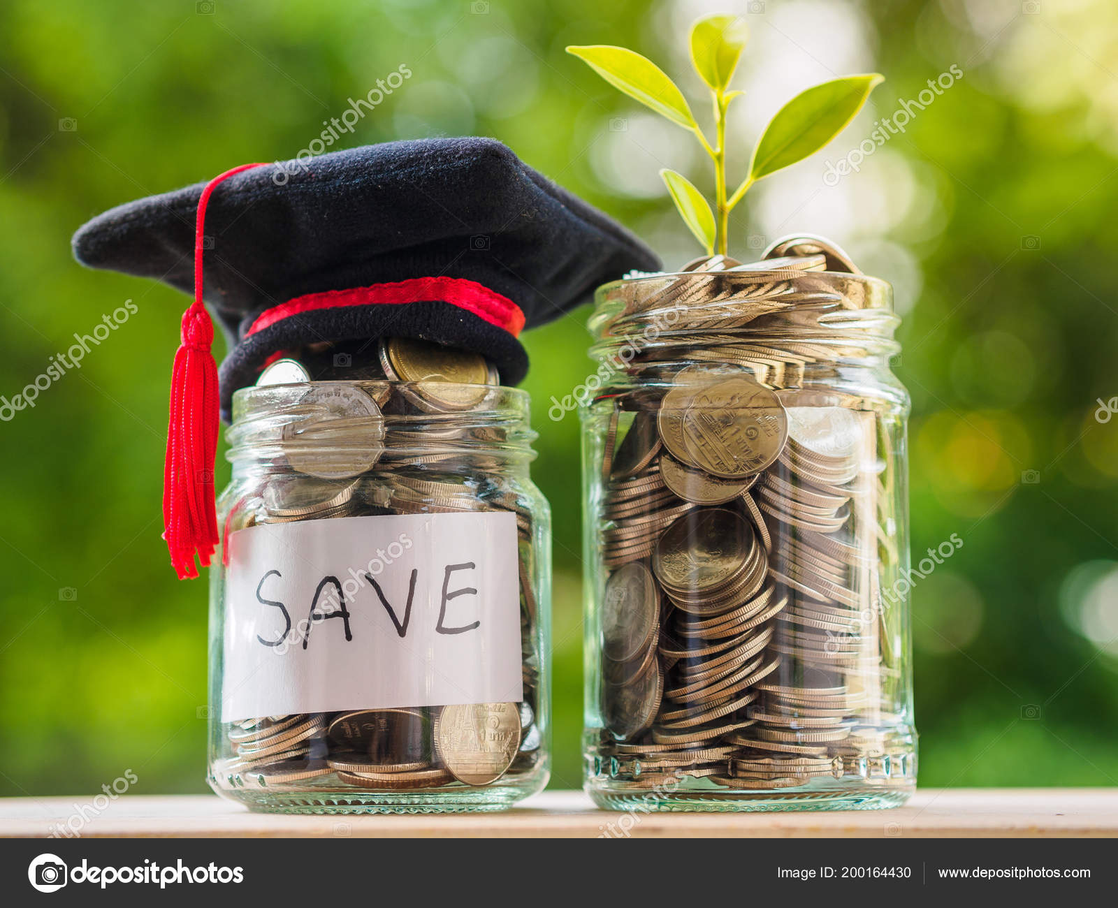 Saving Money Education Concept Coins Glass Jar Graduate Hat Blur Stock Photo Image By C Suriyawut