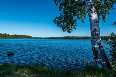 A landscape with a lake and mountains