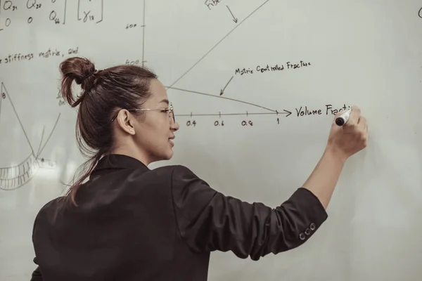 Teacher is teaching physics to students during the new school days after a long break, High school student classroom, Teacher is writing the instructional formula and explains how to do the exercises.