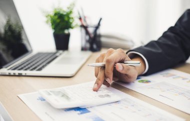 Muhasebe işkadınları, şirketin ilerlemesi ve büyümesine, mali ve vergi sistemleri kavramına adanmış gelir-gider hesapları ve emlak yatırım verilerini analiz ediyorlar..
