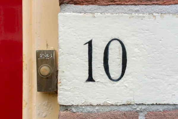 Hand Painted House Number Ten — Stock Photo, Image