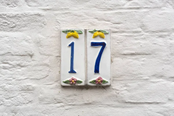 Ceramic House Number Seventeen — Stock Photo, Image