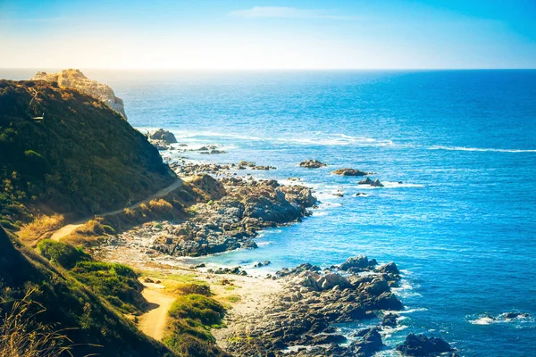 Klipp Över Stilla Havet Nära Algarrobo Chile — Stockfoto