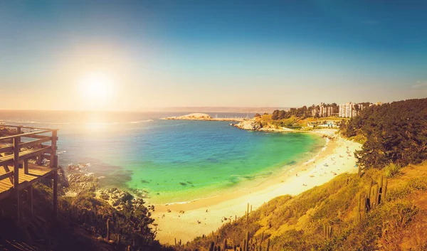 Aerial View Beach Algarrobo Rest People Chile — 图库照片