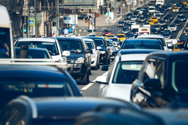 Lot Cars Standing Traffic Jam — Stock Photo, Image