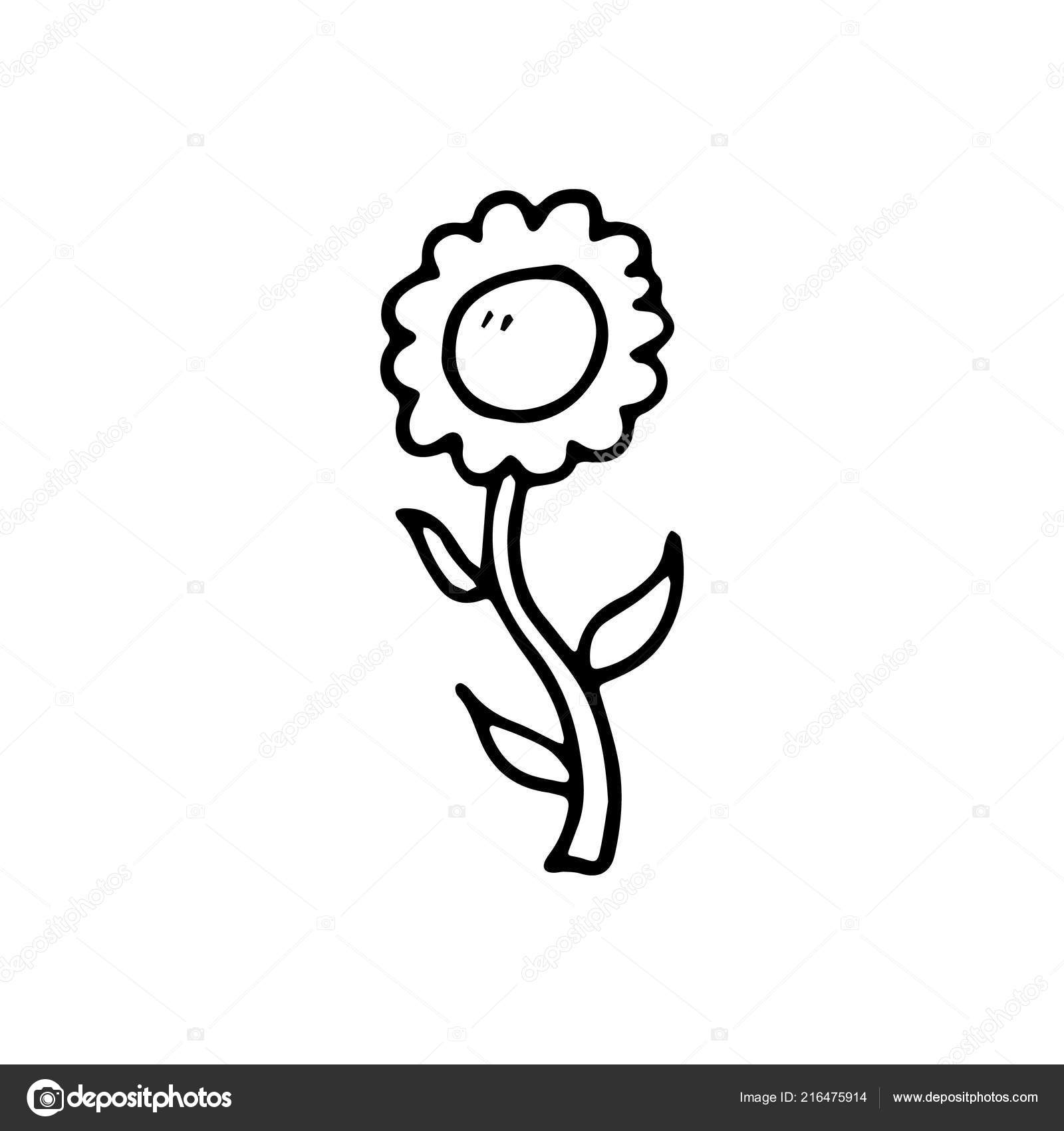 Icône Doodle Fleur Dessinée Main Croquis Noir Dessiné Main