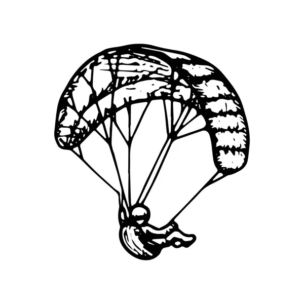 Parachutist, extreme, skydiving, sport, fly concept. Hand drawn parachutist on a sports parachute concept sketch. Isolated vector illustration.