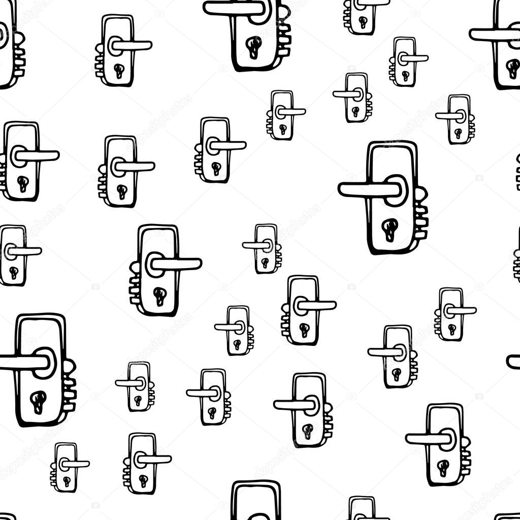 Seamless Pattern Hand Drawn Fashion Door Knob Icon Hand Drawn Black Sketch Sign Symbol Doodle Isolated On White Background Flat Design Vector Illustration Premium Vector In Adobe Illustrator Ai