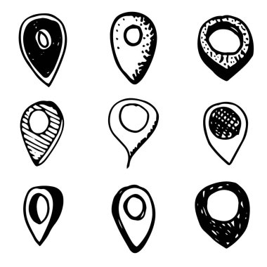 Hand Drawn gps icon doodles set. Sketch style icons. Decoration vector
