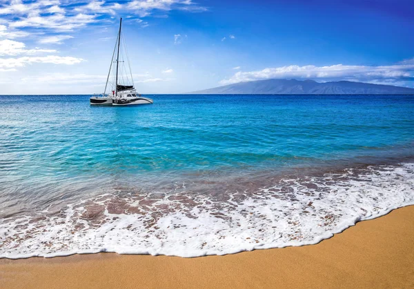 Tahiti Zeilboot Met Strand — Stockfoto