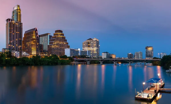 Austin Skyline Noche Bluehour — Foto de Stock