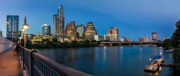 Austin Skyline Akşamları Bluehour — Stok fotoğraf