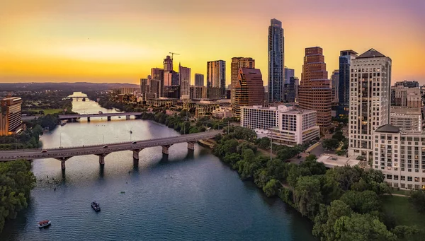 Austin Skyline Avond Bluehour — Stockfoto