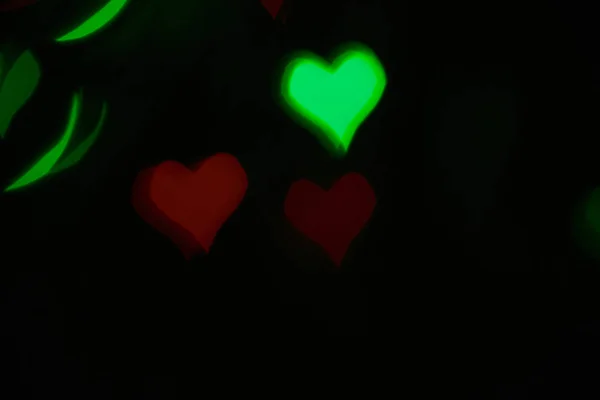 bokeh, kalp kırmızı mavi yeşil