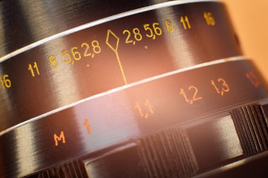 Retro lens, makro, odak ölçek, siyah renk