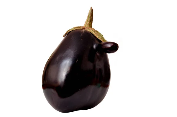 Senor Eggplant Eggplant Nose Funny Eggplant Isolated White Background Face — Stock Photo, Image
