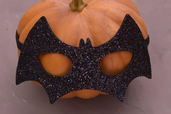 Halloween Pumpkin Head Pumpkin Head Bat Mask — Stock Photo, Image