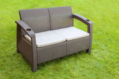 Kanepe rattan, çim, dinlenme, çim