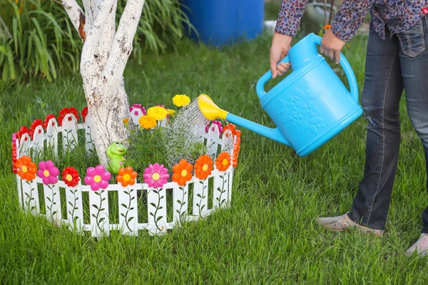 Bewässerung Der Blumen Garten — Stockfoto