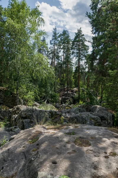 Wandel Door Het Stenen Doolhof Het Bos — Stockfoto