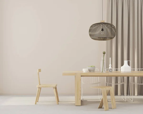 Sala da pranzo minimalista con mobili in legno — Foto Stock