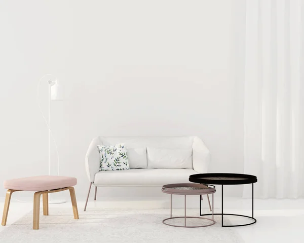 Salon blanc dans un style moderne — Photo