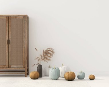Autumn interior decoration with cupboard clipart