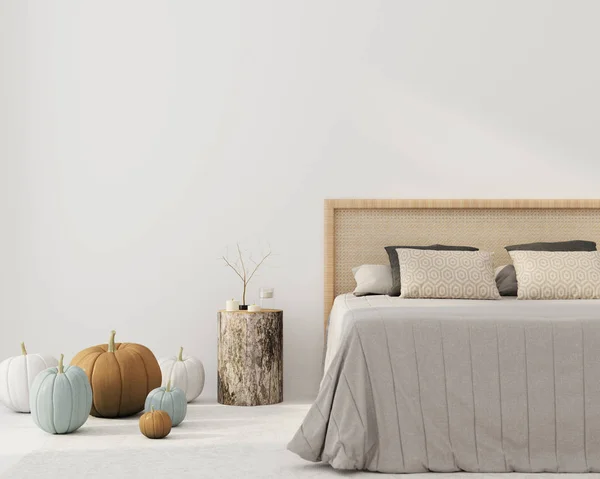 Schlafzimmereinrichtung mit Dekoration für Halloween — Stockfoto