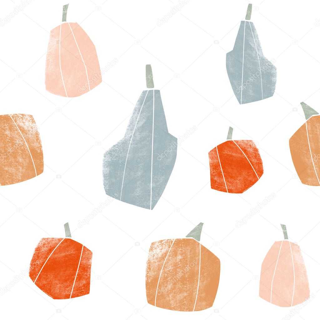 Seamless pattern of pumpkins on a white background