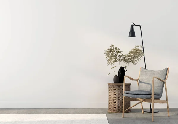 Gray armchair with a wooden table — Stock Photo, Image