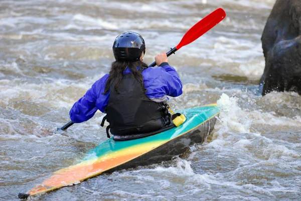 Kayaker Rio Close França — Fotografia de Stock