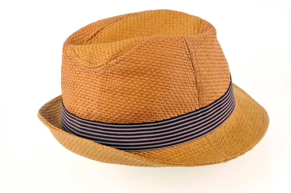 Straw Hat Closeup White Background — Stock Photo, Image