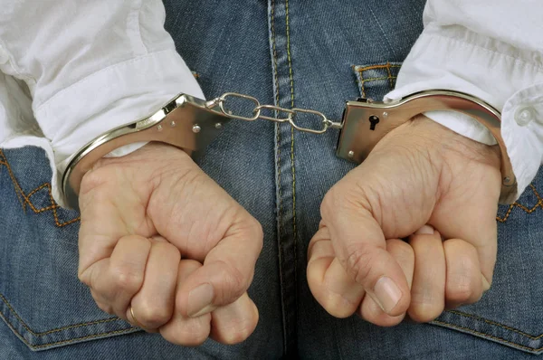 Close Someone Handcuffed — Stock Photo, Image