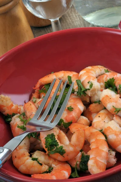 Plate Parsley Shrimp Close — Stock Photo, Image