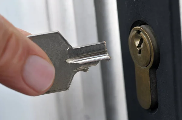 Clé Cassée Dans Cadenas Gros Plan — Photo